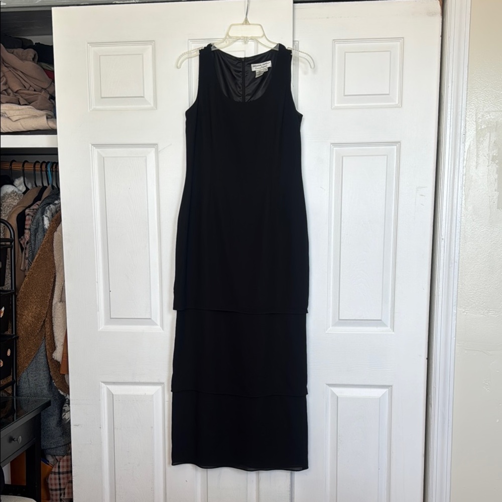 Adrianna Papell Black Layered Midi Dress